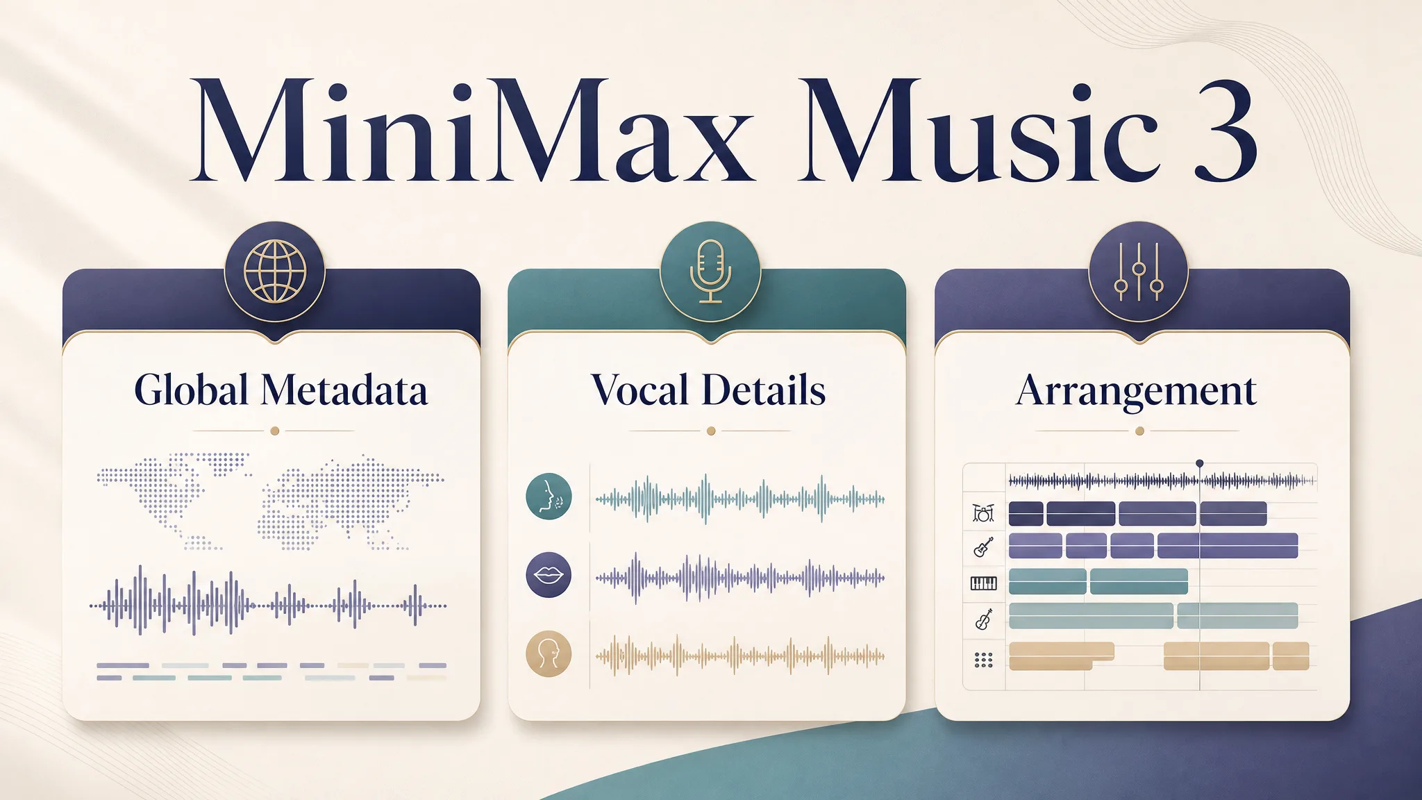 Diagrama de Structured Caption de tres bloques para MiniMax Music 3