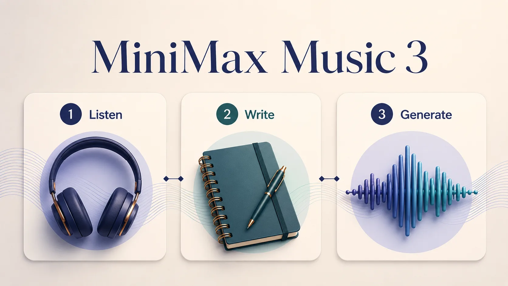 Three steps: listen, write, generate MiniMax Music 3